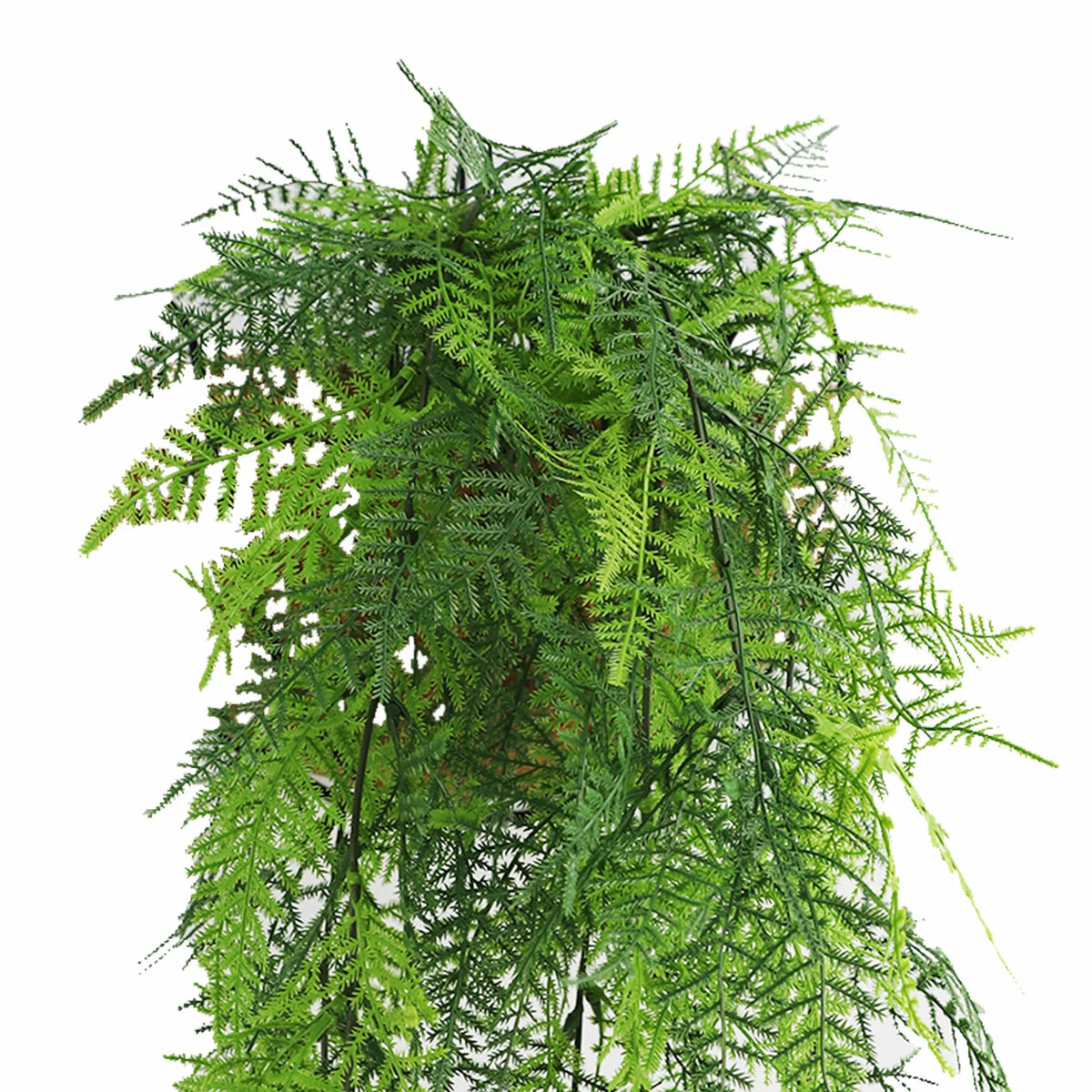 Artificial Lace Fern Garland hanging bush, UV resistant, fire-rated, 5.9x30 inches, from Designer Plants USA.