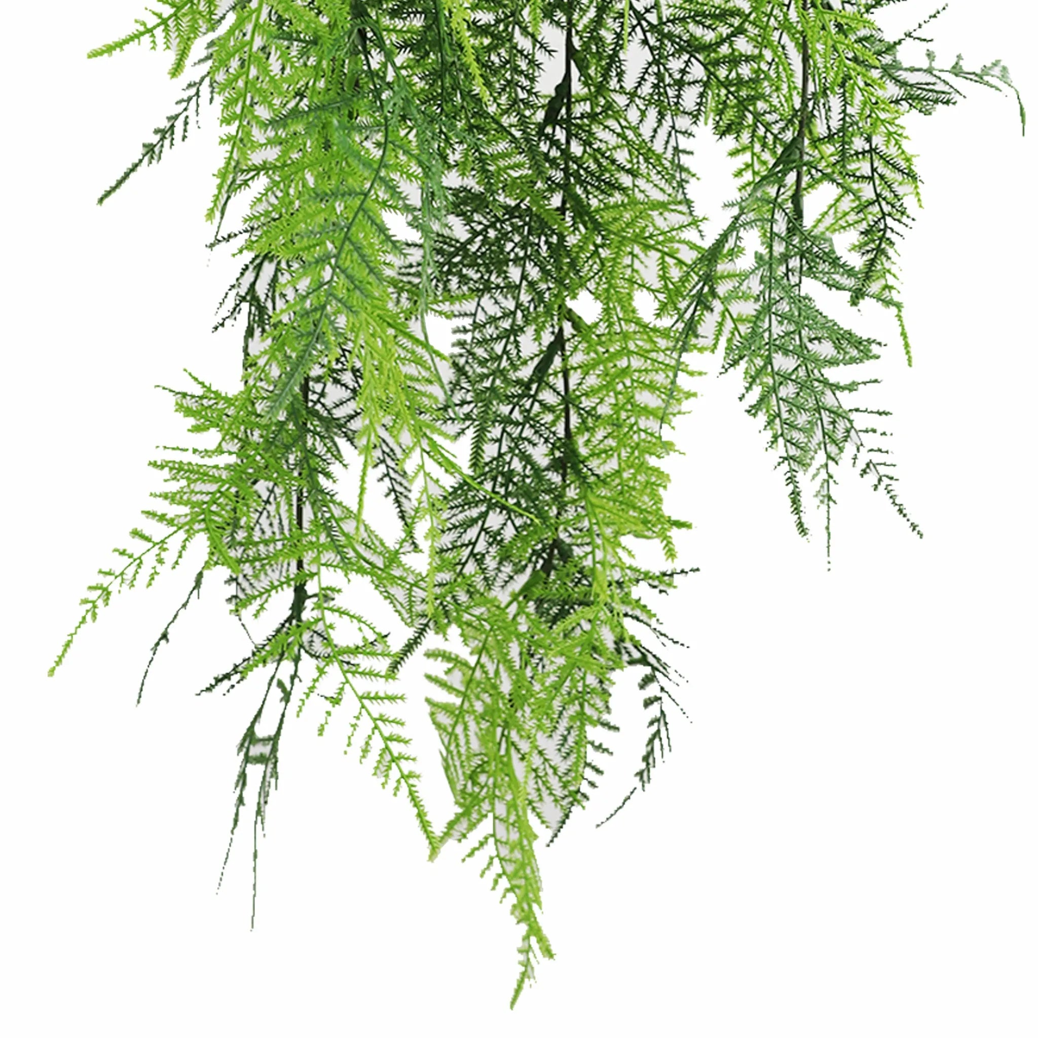 Artificial Lace Fern Garland by Designer Plants USA, UV resistant hanging bush, 5.9x30 inches, fire-rated NFPA701, realistic foliage