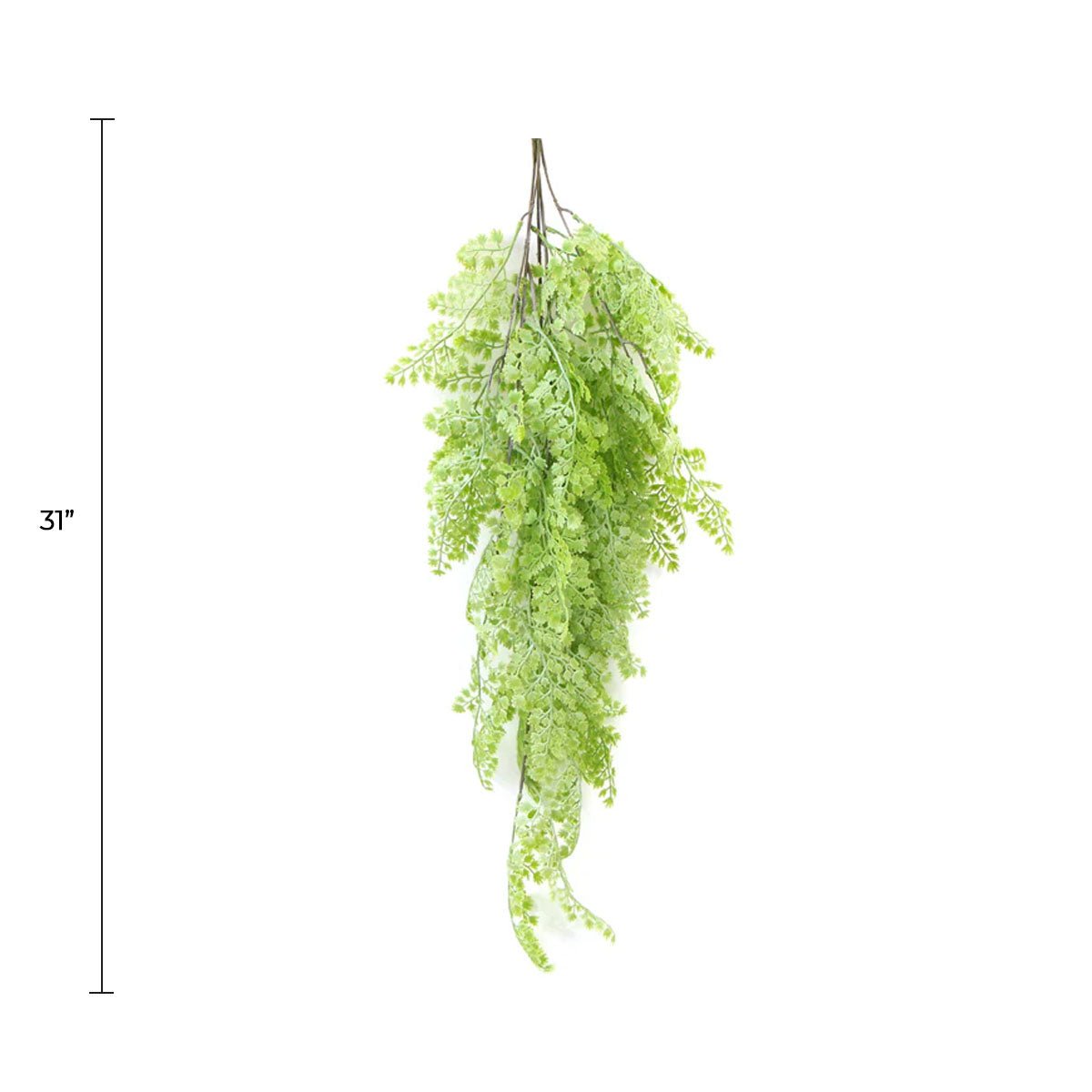 Light green maidenhair fern artificial hanging plant, 31 inches, UV resistant, realistic design from Designer Plants USA.