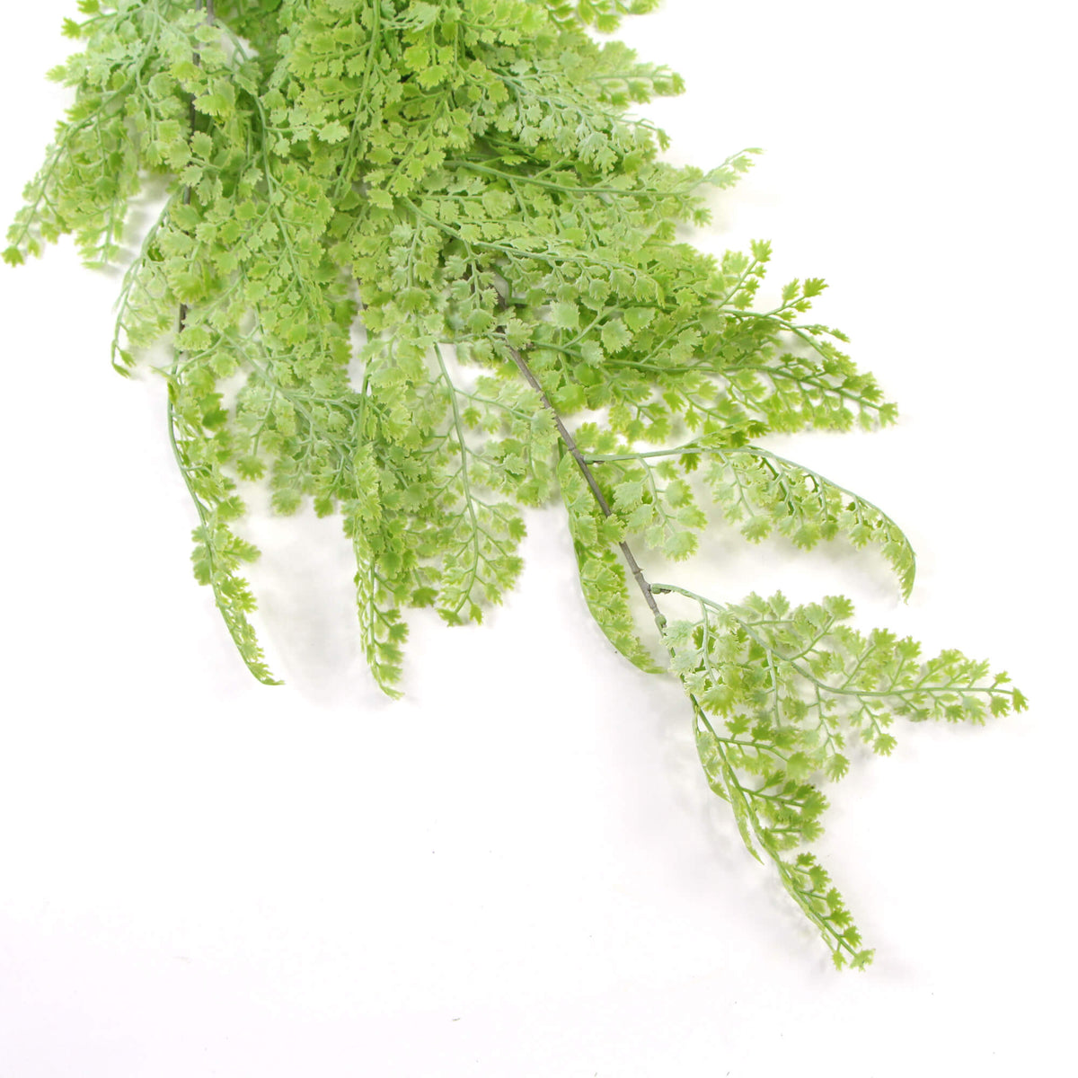 Light green maidenhair fern artificial hanging plant, 31 inches, UV resistant faux leaves, ideal for indoor or outdoor decor.