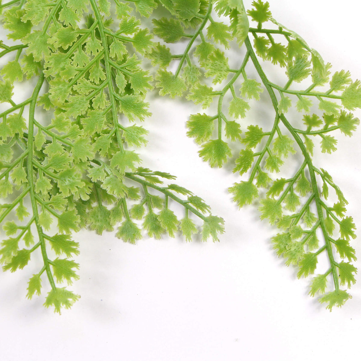 Artificial light green maidenhair fern hanging plant, 31 inches tall, UV resistant, realistic-looking leaves for indoor or outdoor decor.