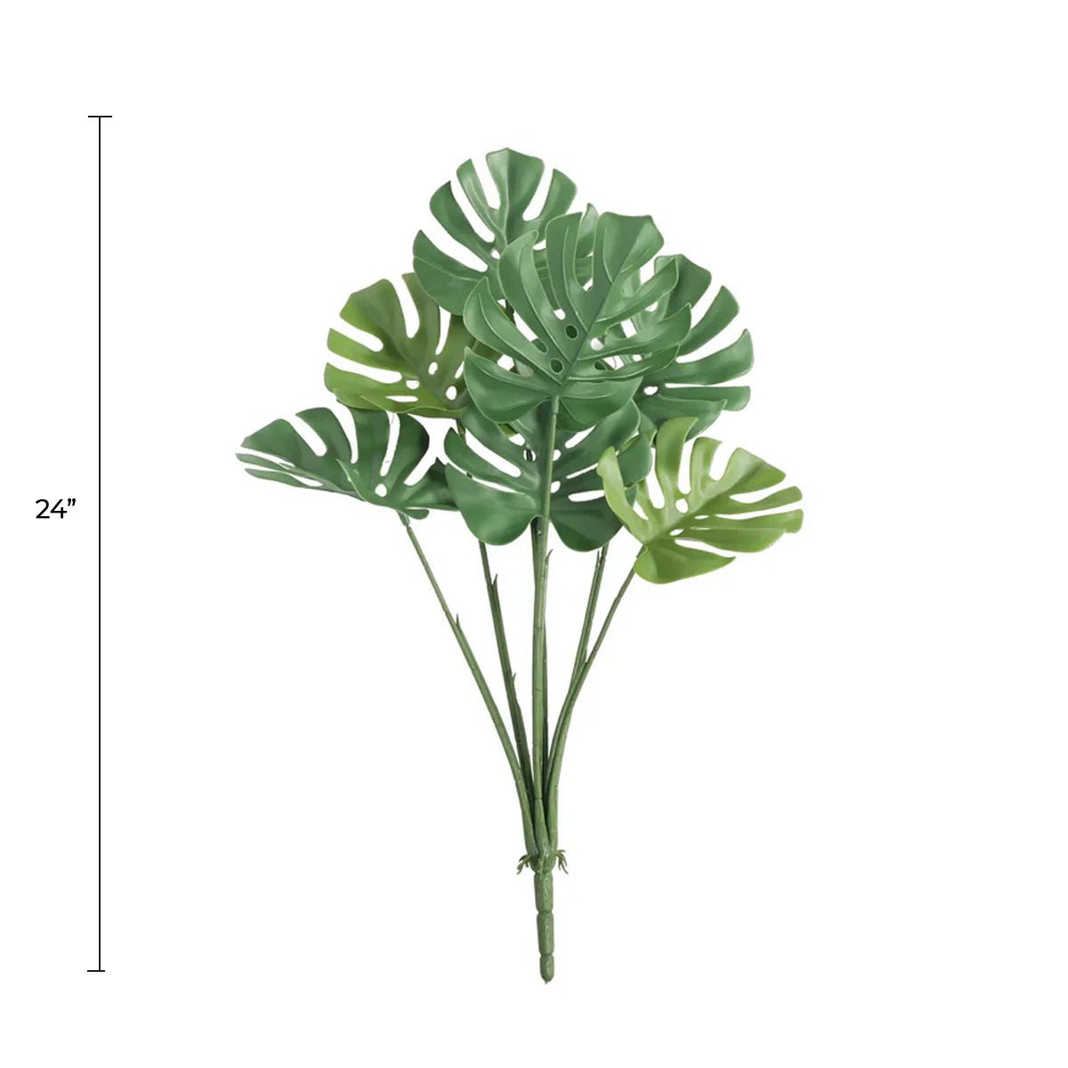 Artificial Monstera split leaf philodendron plant stem, 24 inches, UV resistant, ideal for outdoor hanging plants, by Designer Plants USA.