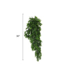 Set of 10 Mossy Cedar Vine Garlands, artificial hanging bushes, UV resistant, fire-rated, 8.6x30 inches, from Designer Plants USA.