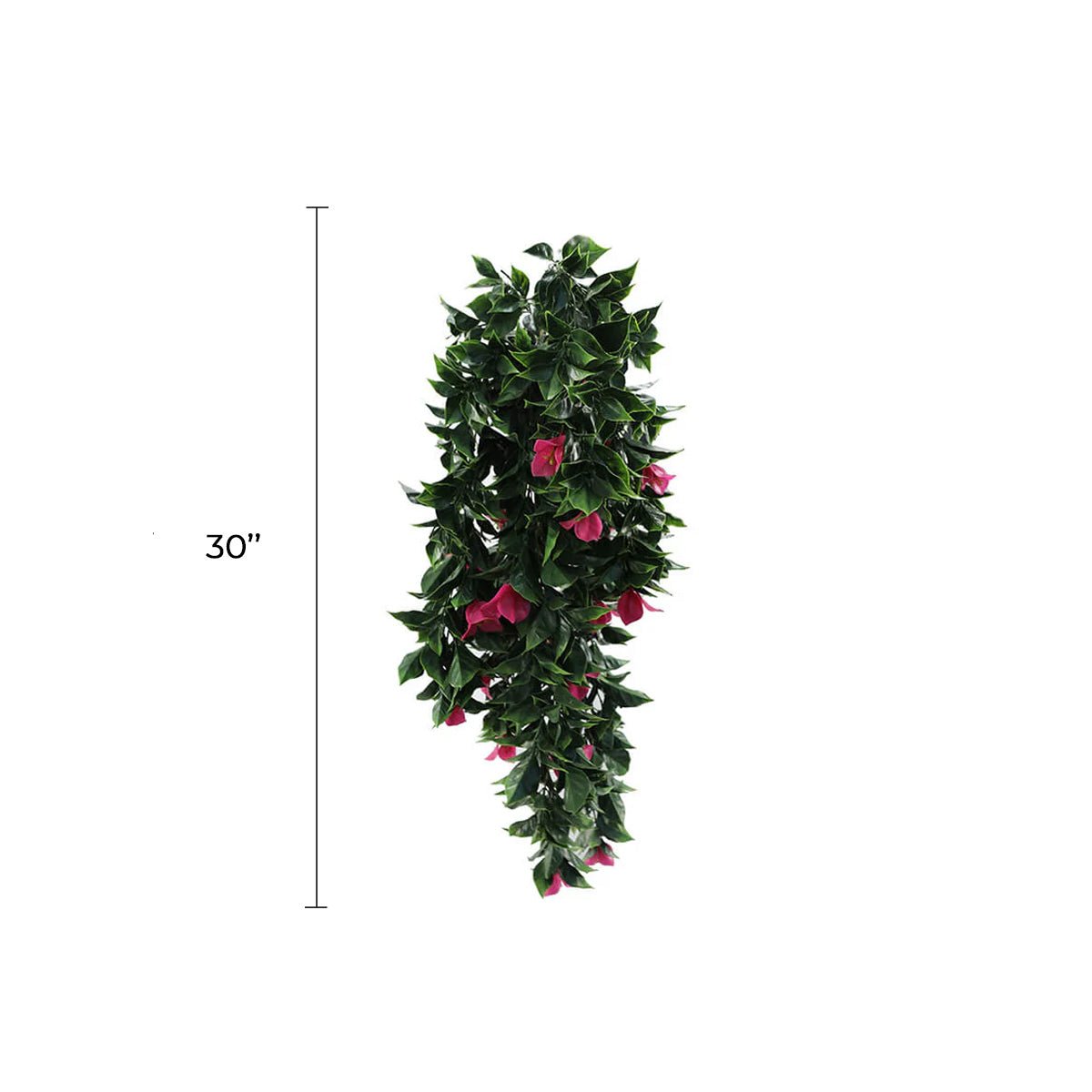 Set of 5 vibrant pink artificial Bougainvillea hanging plants, UV resistant, 35 inches tall, ideal for outdoor decor.