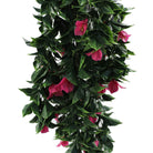Set of 5 pink bougainvillea artificial hanging plants, 35 inches, UV resistant, perfect for outdoor decor by Designer Plants USA.