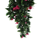 Set of 5 pink bougainvillea artificial hanging plants, 35 inches tall, UV resistant, from Designer Plants USA.
