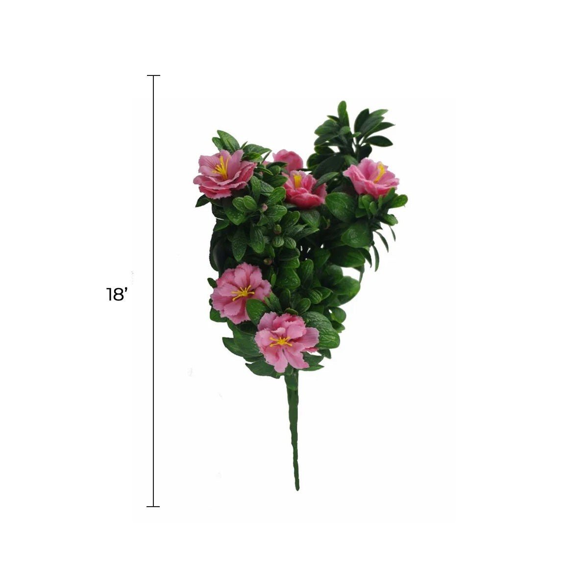 Artificial pink rose hanging plant, 18-inch UV resistant faux flower bunch by Designer Plants USA, ideal for indoor and outdoor decor.