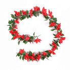 Artificial Poinsettia garland by Designer Plants USA, 63-inch UV-resistant hanging plant with interconnectable design.