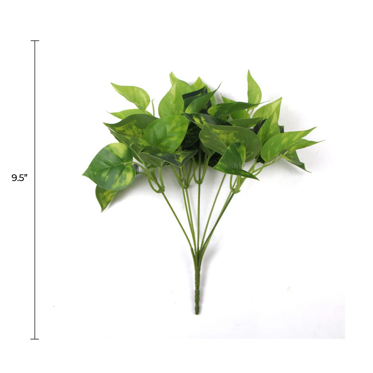 Artificial Pothos Devil's Ivy hanging plant bush, 9.5 inches tall, lush green faux foliage for indoor decoration.