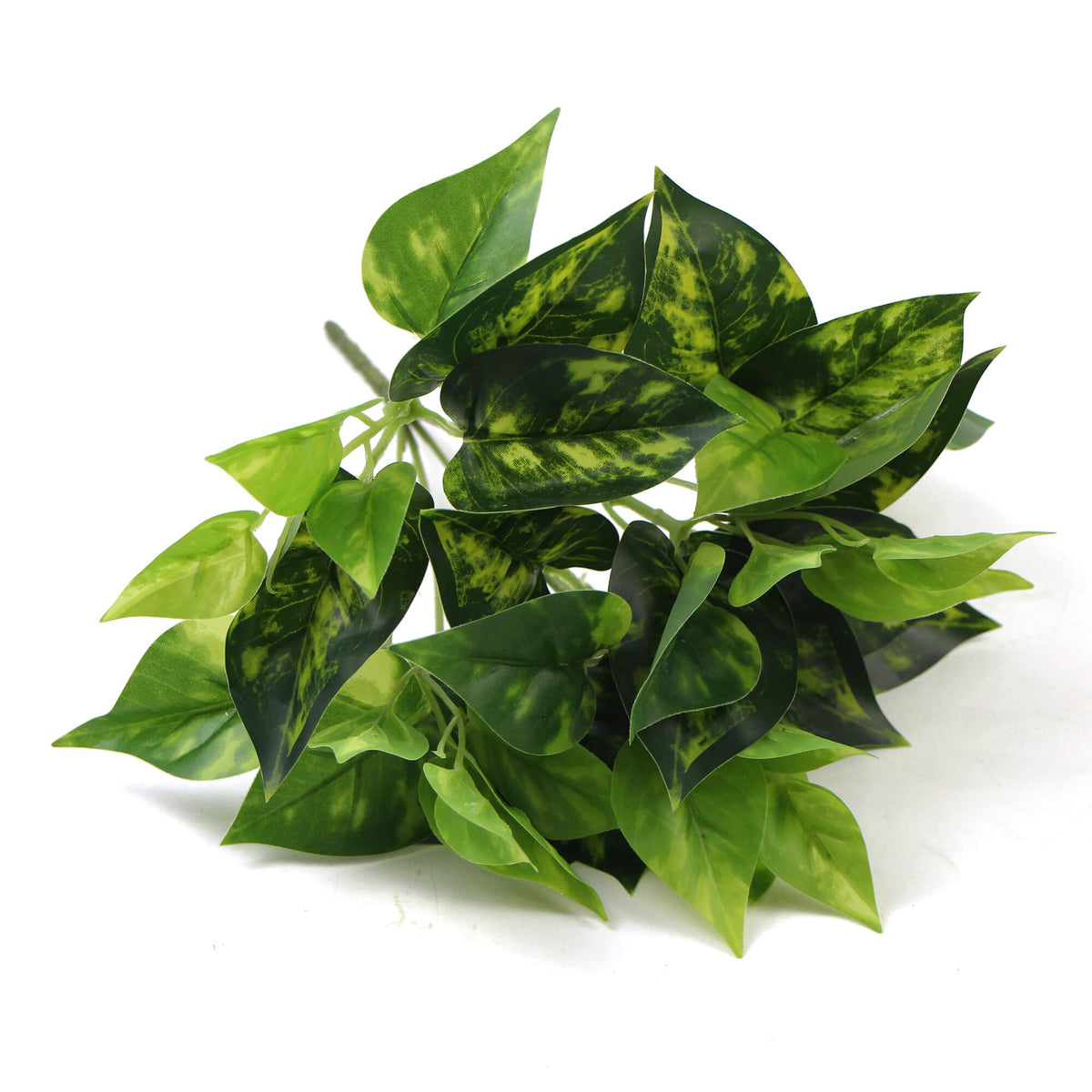 Artificial Pothos Devil's Ivy hanging bush by Designer Plants USA, 9.5-inch faux trailing plant with lush green leaves.