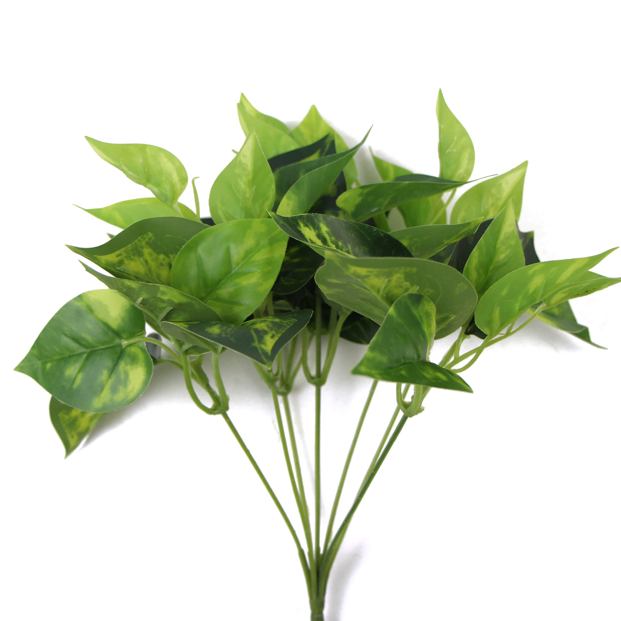 Artificial Pothos Devil's Ivy hanging bush by Designer Plants USA, showcasing lush green faux foliage in a 9.5-inch hanging design.