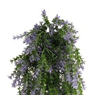 Purple and green willow leaf artificial hanging bush, 7.8x30 inches, UV resistant and fire-rated, from Designer Plants USA.