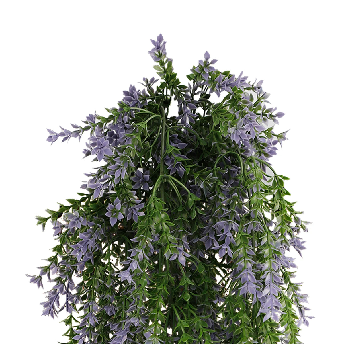 Purple and green willow leaf artificial hanging bush, 7.8x30 inches, UV resistant and fire-rated, from Designer Plants USA.