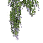 Artificial purple and green willow leaf garland, 7.8x30 inches, UV resistant and fire-rated, ideal for hanging plants and decorative bushes.