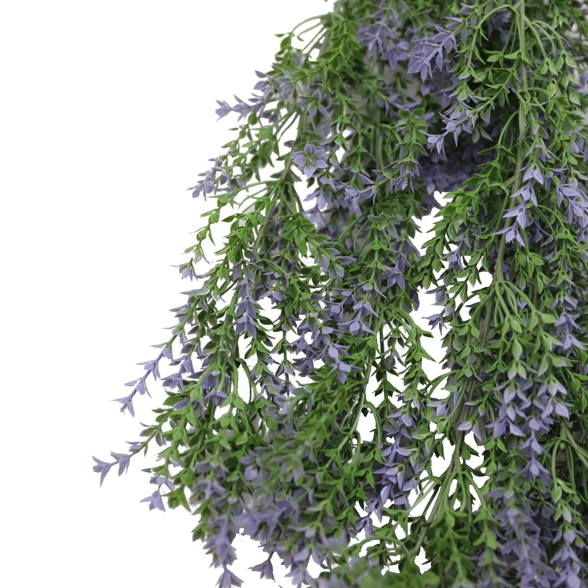 Artificial purple and green willow leaf garland by Designer Plants USA, UV resistant 7.8x30in hanging bush, fire-rated NFPA701