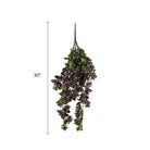 Set of 5 purple bougainvillea artificial hanging plants, UV resistant, 35 inches tall, from Designer Plants USA.