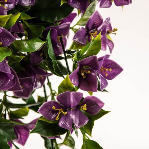 Set of 5 purple bougainvillea artificial hanging plants, UV resistant, 35 inches tall, realistic silk flowers by Designer Plants USA