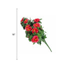 Artificial red rose bunch hanging plant, 18 inches, UV resistant, realistic faux floral for indoor or outdoor decor by Designer Plants USA.