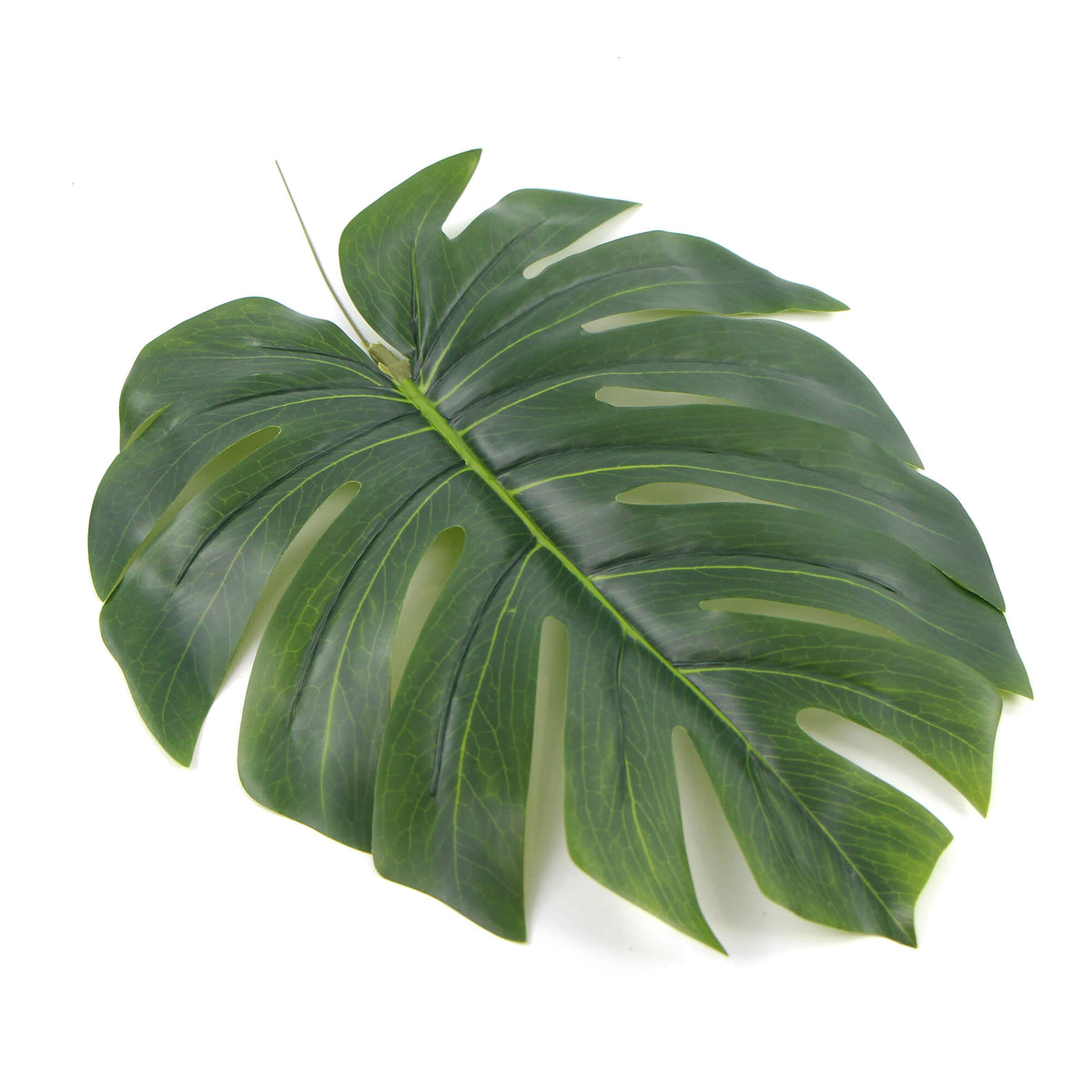 Artificial philodendron leaf hanging plant in a clear view, 11.5 inches tall, from Designer Plants USA, suitable for home or office decor.