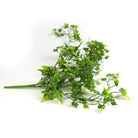 Two-tone bright tipped ivy artificial hanging bush, 31 inches, UV resistant faux plant from Designer Plants USA, side view.