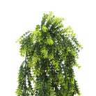 Vivid green dense fern artificial hanging plant, 30 inches tall, UV resistant, perfect for indoor or outdoor decor.