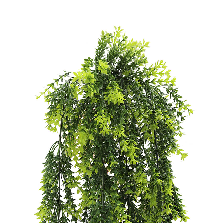 Vivid green dense fern artificial hanging plant, 30 inches tall, UV resistant, perfect for indoor or outdoor decor.