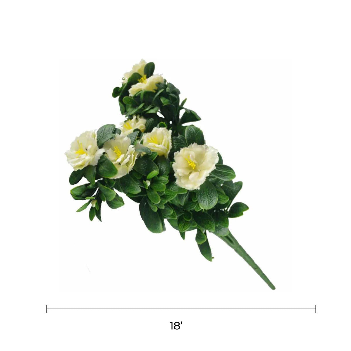 Artificial white rose hanging plant with UV-resistant foliage, 18 inches tall, from Designer Plants USA.