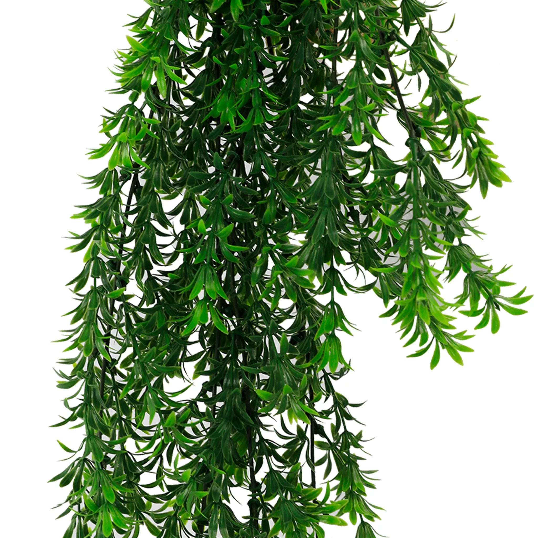 Artificial willow leaf garland by Designer Plants USA, UV resistant hanging bush, 7.1×30 inches, fire-rated and suitable for outdoor use.
