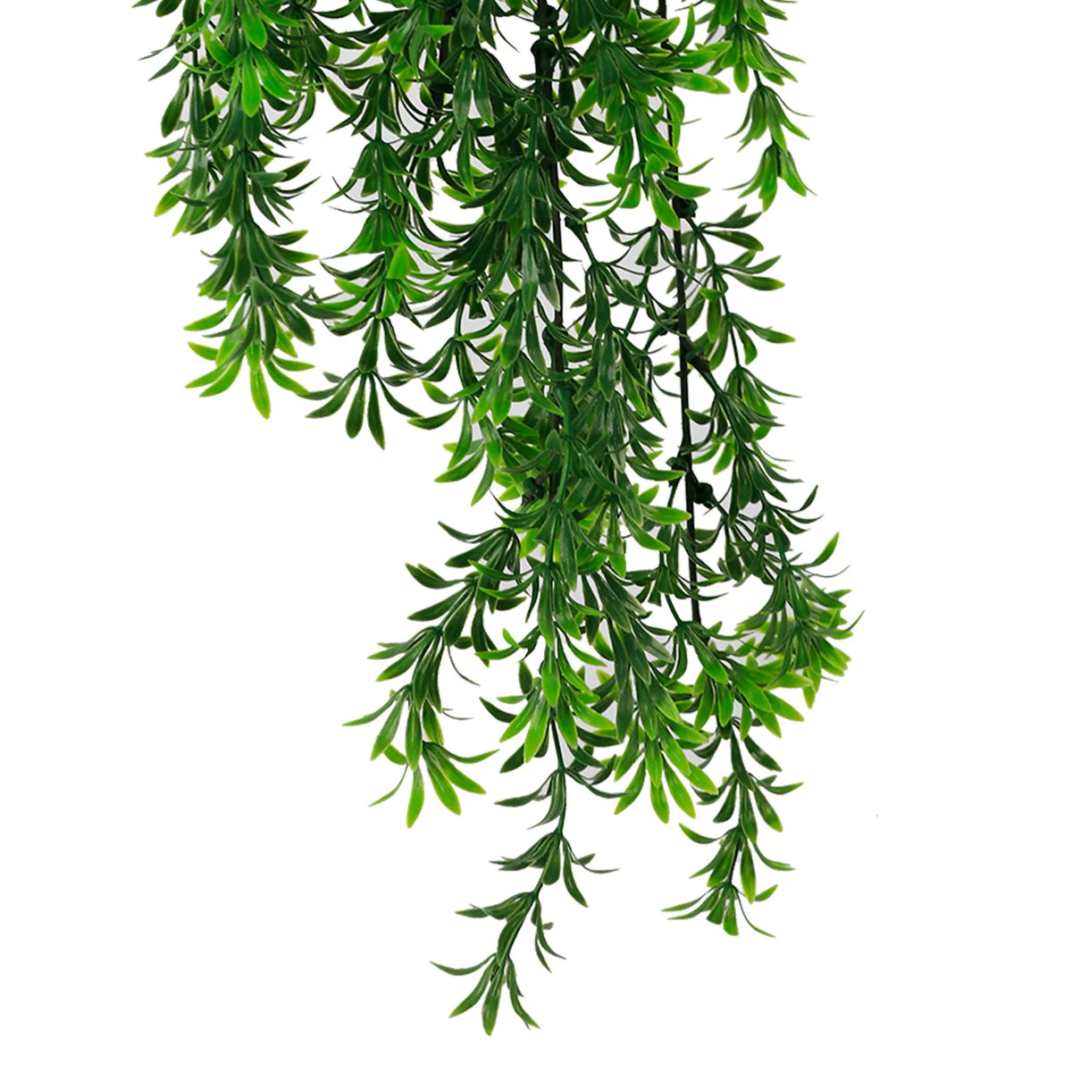 Artificial willow leaf garland by Designer Plants USA, UV resistant hanging bush, 7.1x30 inches, fire-rated NFPA701 for safe outdoor use.