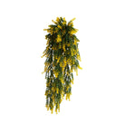 Yellow and green artificial willow leaf garland by Designer Plants USA, 7.1x30 inches, UV resistant, fire-rated hanging bush.