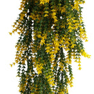 Yellow and green willow leaf artificial hanging bush, 7.1x30 inches, UV resistant, fire-rated, from Designer Plants USA