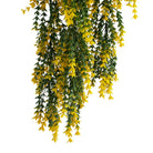Artificial yellow and green willow leaf garland by Designer Plants USA, UV resistant, 7.1x30 inches, fire-rated hanging bush.