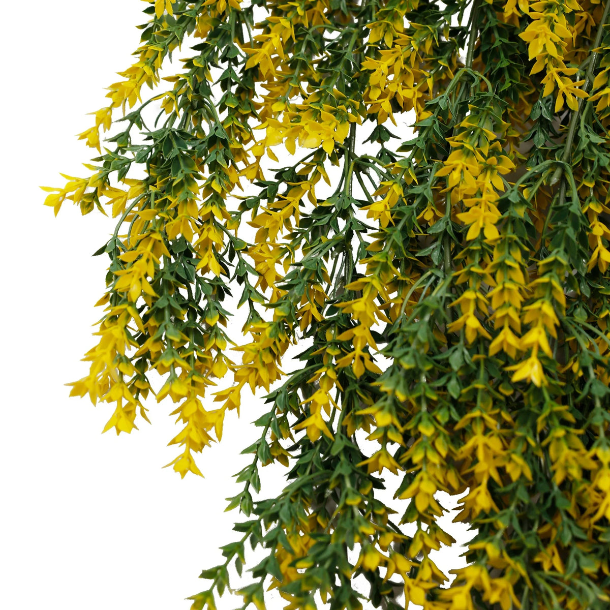 Artificial yellow and green willow leaf garland from Designer Plants USA, UV resistant and NFPA701 fire rated, 7.1×30 inches.