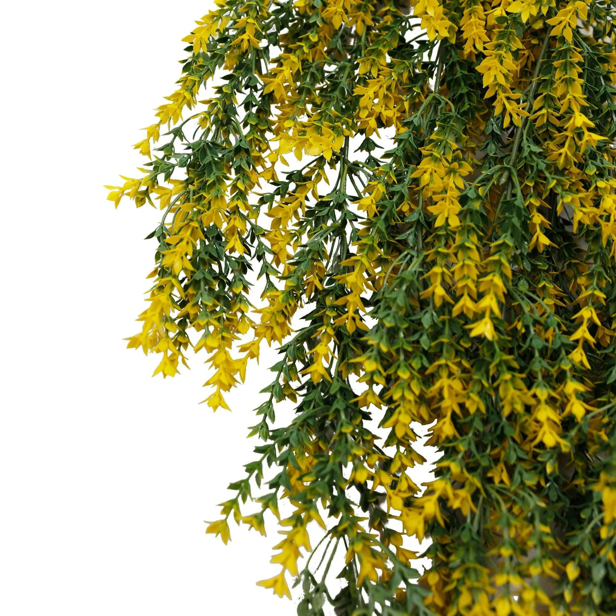 Yellow and green artificial willow leaf garland hanging bush, UV resistant, 30 inches long, fire-rated for indoor or outdoor decor.