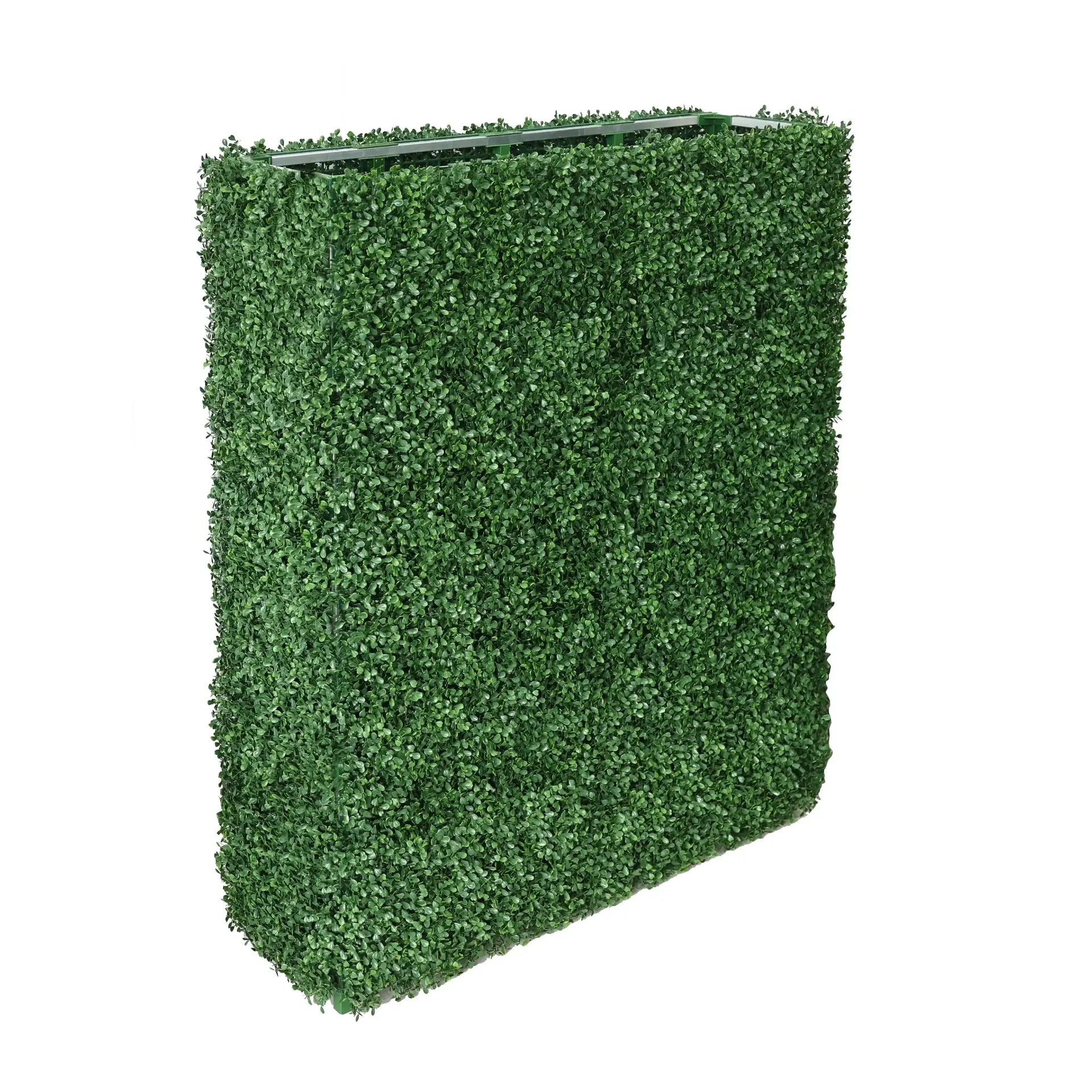Bottom view of Designer Plants USA 7.5ft UV-resistant boxwood artificial hedge showing lush green foliage.