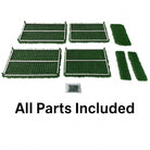 All parts of 7.5ft UV-resistant artificial hedge by Designer Plants USA, showing lush green boxwood leaves and included components.