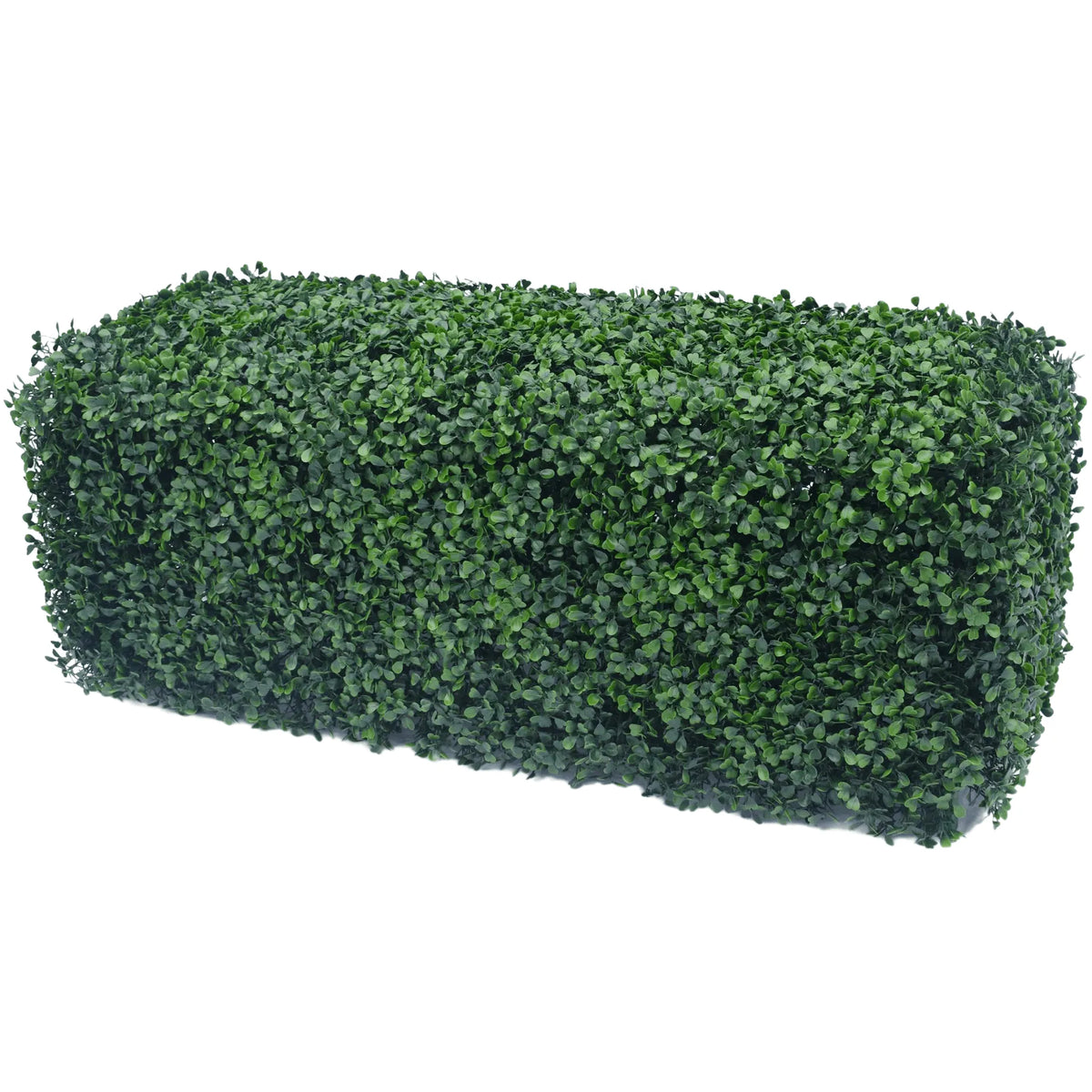 Dark Boxwood Artificial Hedge by Designer Plants USA, 40x10 inches, UV resistant, commercial-grade faux greenery for outdoor decor.