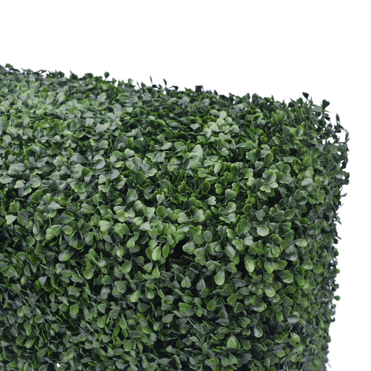 Dark boxwood artificial hedge by Designer Plants USA, 40x10 inches, UV resistant, commercial-grade outdoor decorative hedge panel.