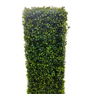 Dark green Designer Plants USA artificial boxwood hedge, 30x30 inches, UV resistant, commercial grade, freestanding side view