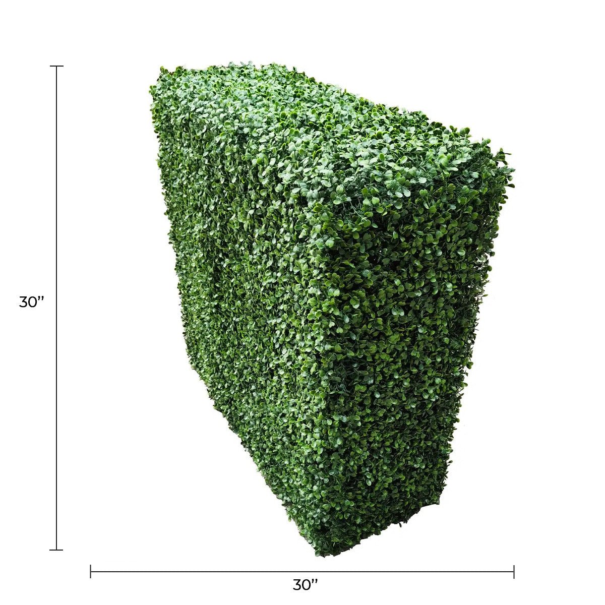 Two-tone green boxwood artificial hedge, 30x30 inches, UV resistant, freestanding commercial-grade hedge by Designer Plants USA.
