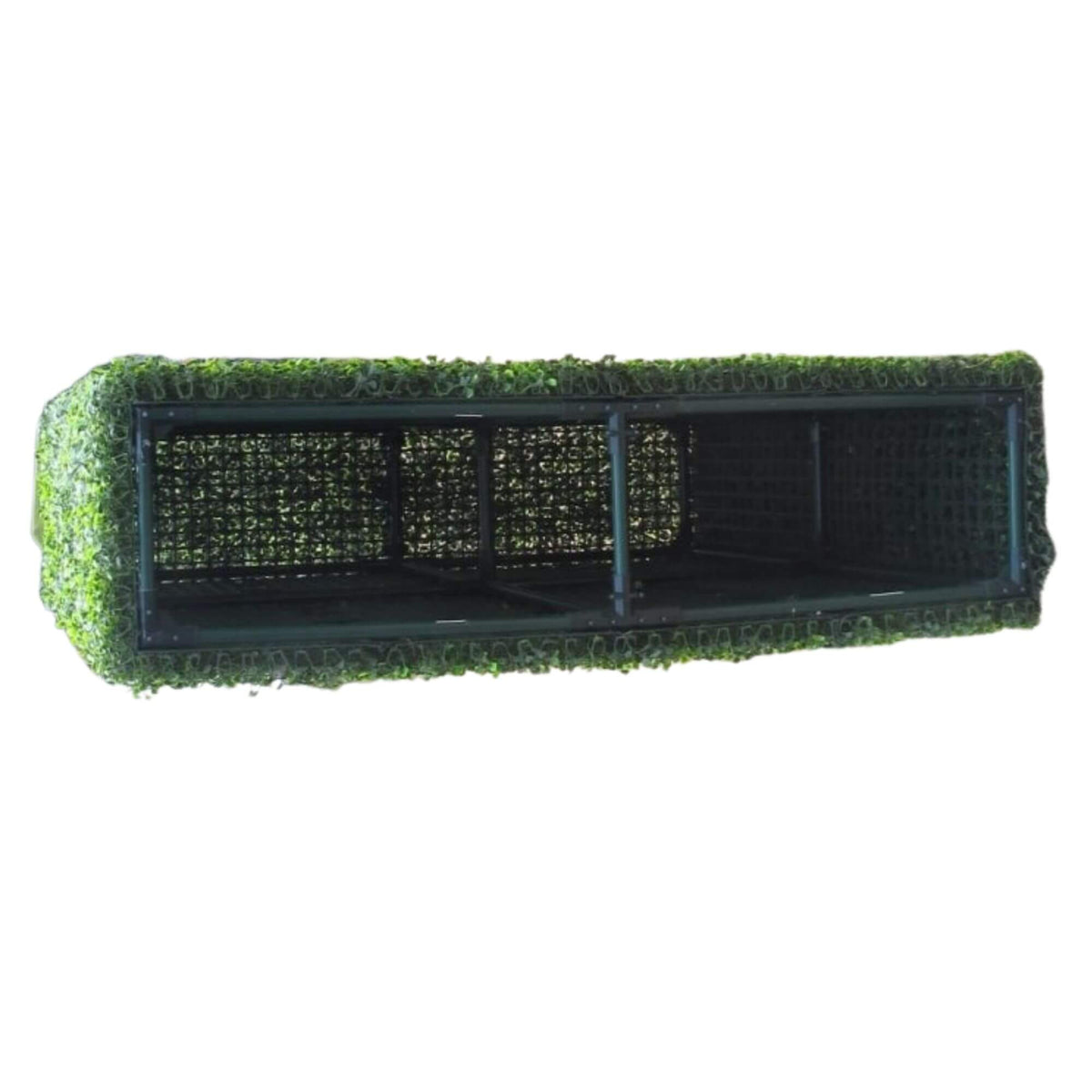 Two tone green artificial boxwood hedge by Designer Plants USA, UV resistant, 30x30 inches, ideal for outdoor or indoor use.
