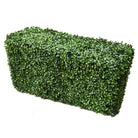 Two-tone green boxwood artificial hedge from Designer Plants USA, UV resistant, outdoor-proof, 40x20 inches, commercial grade.