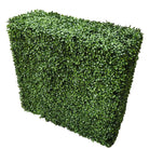 Two-tone green artificial boxwood hedge by Designer Plants USA, UV resistant, 40x40 inch commercial-grade faux hedge.