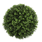 Set of 2 17-inch UV-resistant Buxus artificial topiary balls by Designer Plants USA, showcasing lush green faux foliage.