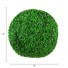 Set of two 15-inch UV-resistant artificial boxwood topiary balls by Designer Plants USA, lush green and decorative for outdoor use.