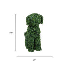 Medium boxwood dog artificial topiary from Designer Plants USA, suitable for indoor and outdoor decor with lush greenery.