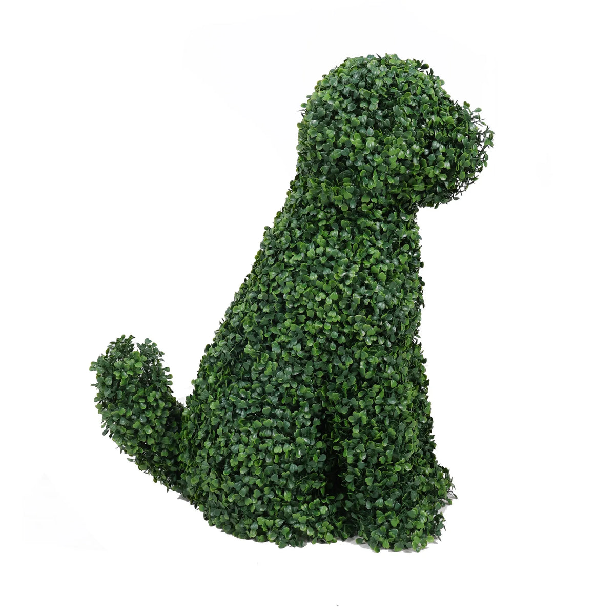 Artificial boxwood topiary ball from Designer Plants USA, suitable for indoor and outdoor decor, featuring lush green foliage.