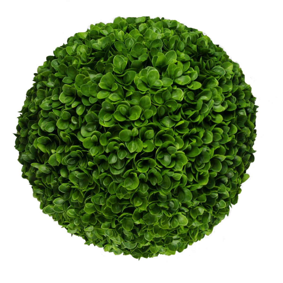 Set of 2 17-inch UV-resistant Rose Clover artificial topiary balls from Designer Plants USA, showcasing lush green foliage.