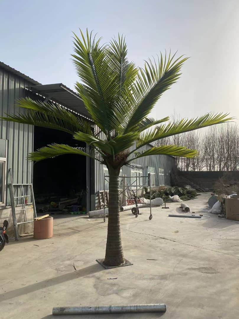 Large 13-23ft UV-resistant Royal Palm artificial tree by Designer Plants USA, ideal for commercial outdoor or indoor decor.
