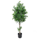 Artificial olive tree by Designer Plants USA, 47.2 inches tall, UV resistant, with lush green leaves and a sturdy trunk.